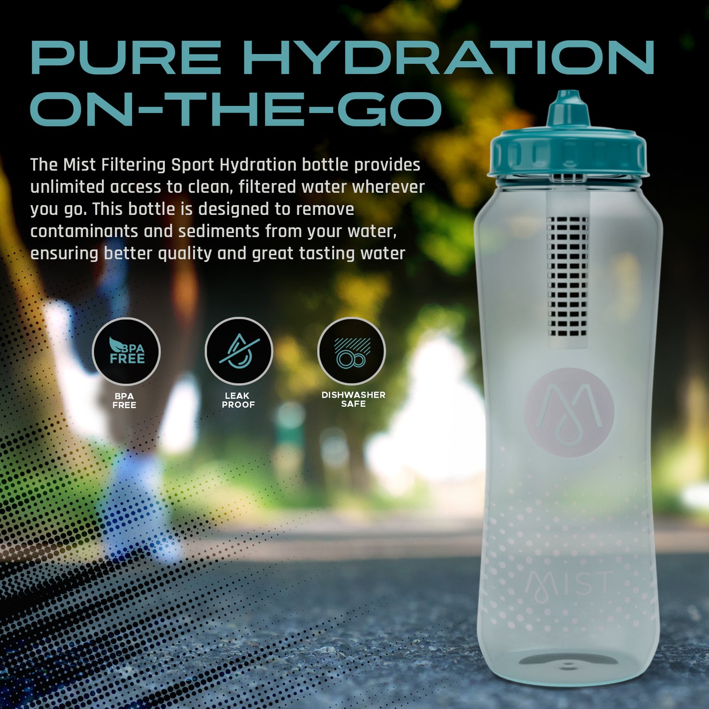 Filtered Sports Water Bottle With Leak Proof One Way Valve