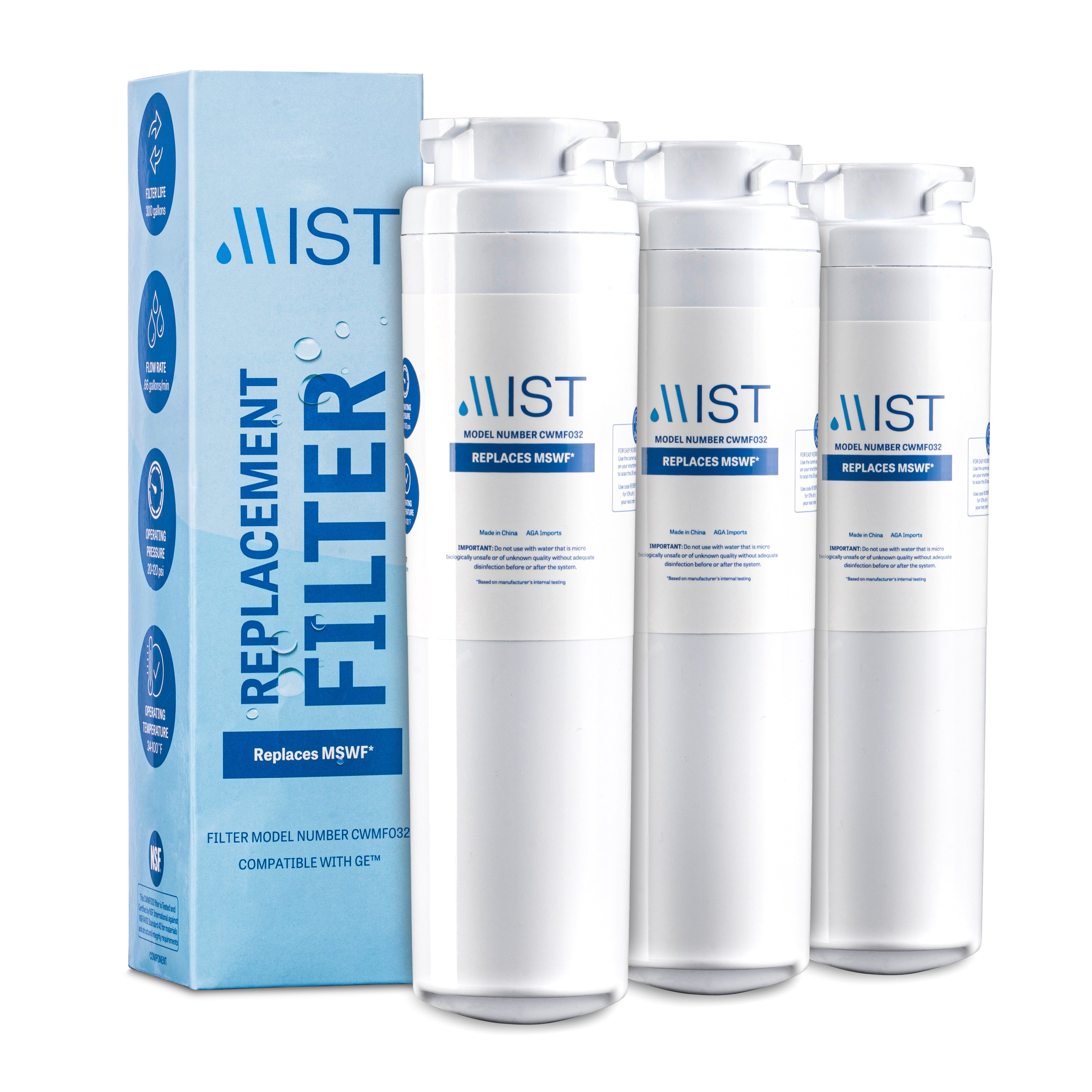 GE MSWF, 101820A, 101821B, 101821-B Refrigerator Water Filter – Mist Filters