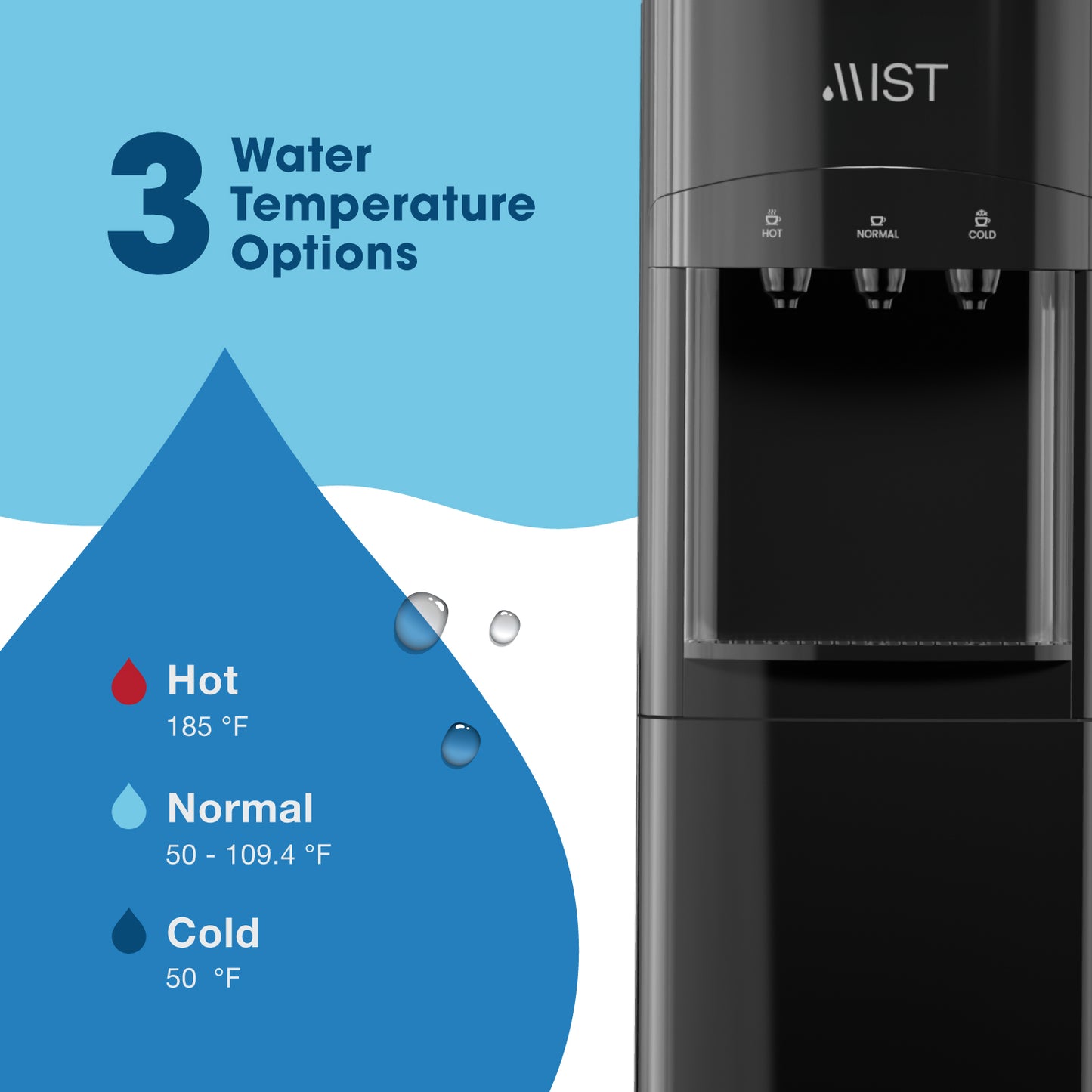 Mist Top Loader Water Dispenser Black